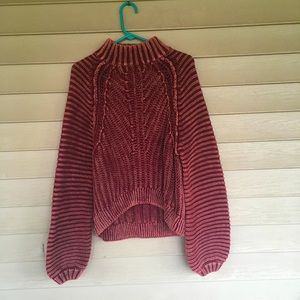 🚨Sold!🚨Free People Mock Neck Burgundy Sweater | XL